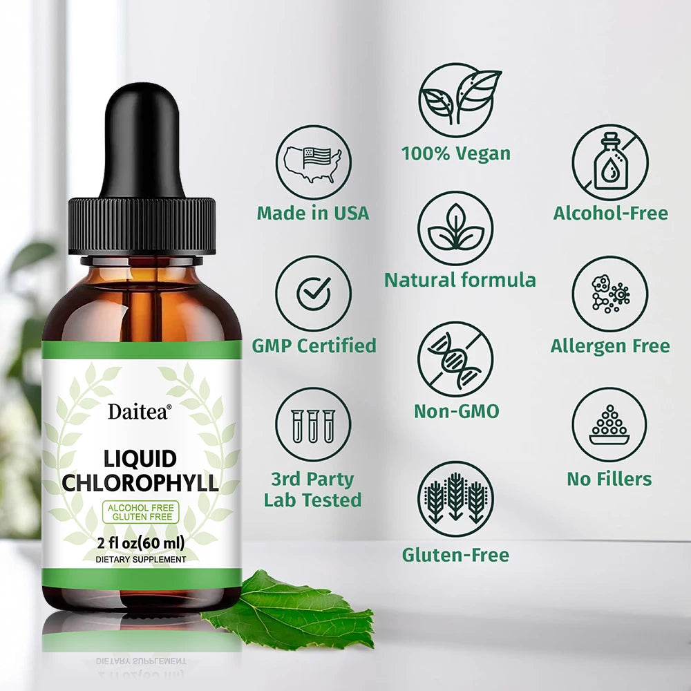 Chlorophyll Drops 60ml - Alcohol Free Gluten Free Liquid Chlorophyll Healthy Dietary Supplement